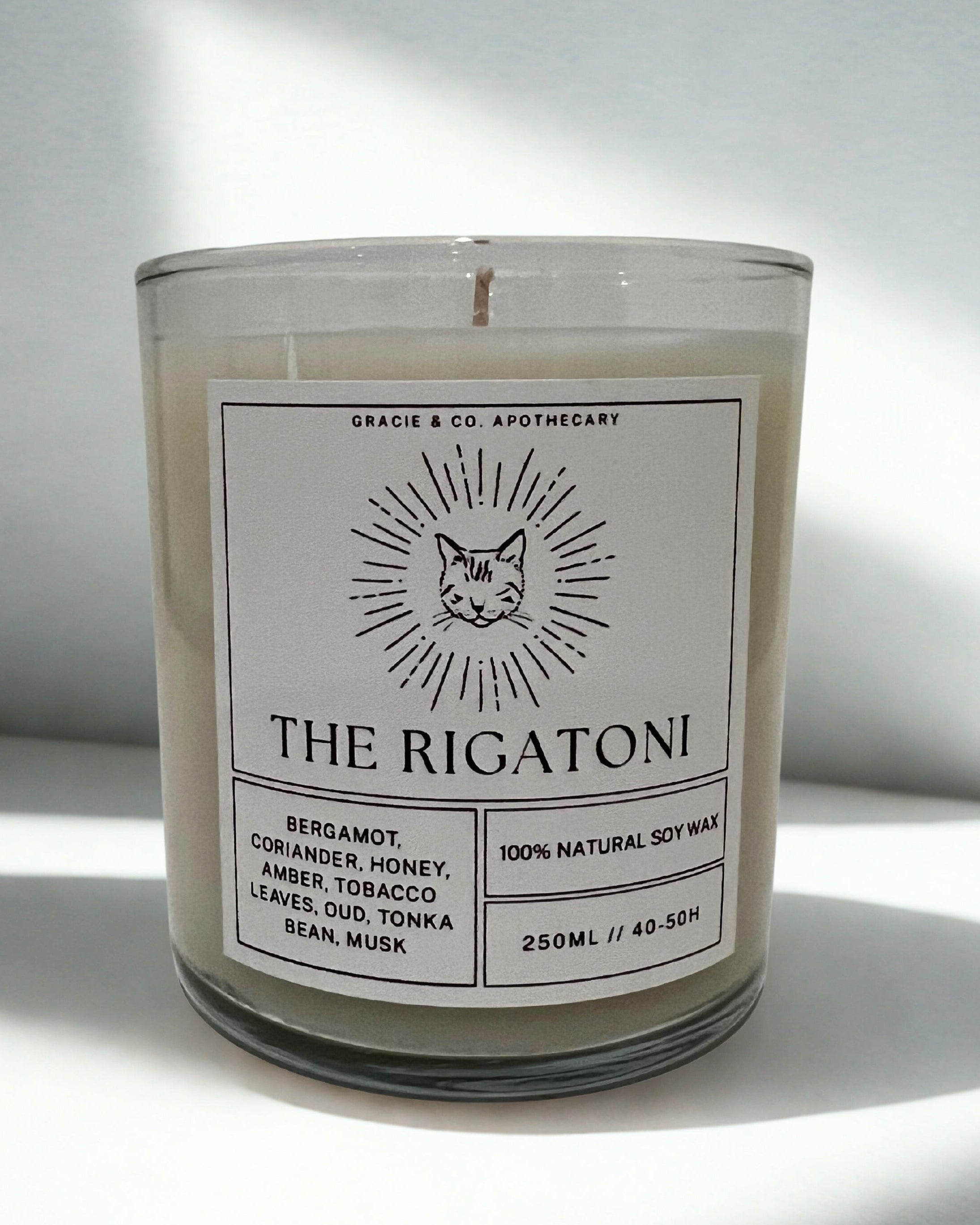 Candle with a label on a white background